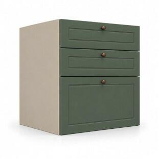 Módulo Balcão 60x68x56cm 3 Gavetas 100% MDF Cozinha Provence Robel Fendi/Salvia Matte