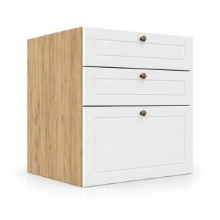 Módulo Balcão 60x68x56cm 3 Gavetas 100% MDF Cozinha Provence Robel Hanover/Branco Matte