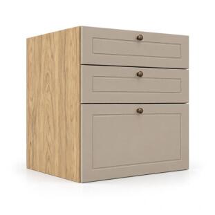 Módulo Balcão 60x68x56cm 3 Gavetas 100% MDF Cozinha Provence Robel Hanover/Fendi Matte
