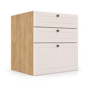 Módulo Balcão 60x68x56cm 3 Gavetas 100% MDF Cozinha Provence Robel Hanover/Off White Matte