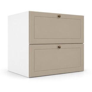 Módulo Balcão 70x68x56cm 2 Gavetas + 1 Gaveta Oculta 100% MDF Cozinha Provence Robel Branco/Fendi Matte