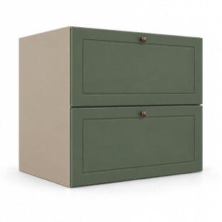 Módulo Balcão 70x68x56cm 2 Gavetas + 1 Gaveta Oculta 100% MDF Cozinha Provence Robel Fendi/Salvia Matte