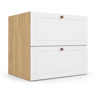 Módulo Balcão 70x68x56cm 2 Gavetas + 1 Gaveta Oculta 100% MDF Cozinha Provence Robel Hanover/Branco Matte