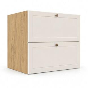 Módulo Balcão 70x68x56cm 2 Gavetas + 1 Gaveta Oculta 100% MDF Cozinha Provence Robel Hanover/Off White Matte