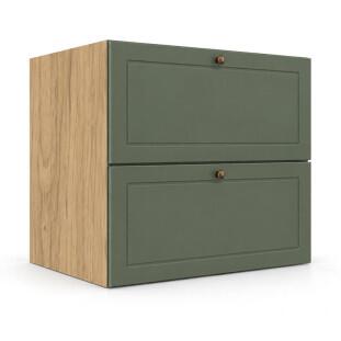 Módulo Balcão 70x68x56cm 2 Gavetas + 1 Gaveta Oculta 100% MDF Cozinha Provence Robel Hanover/Salvia Matte