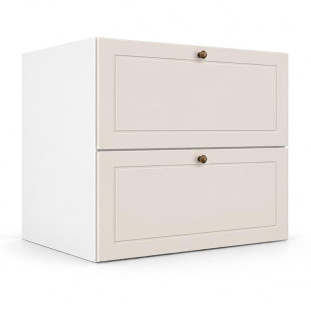 Módulo Balcão 80x68x56cm 2 Gavetas + 1 Gaveta Oculta 100% MDF Cozinha Provence Robel Branco/Off White Matte