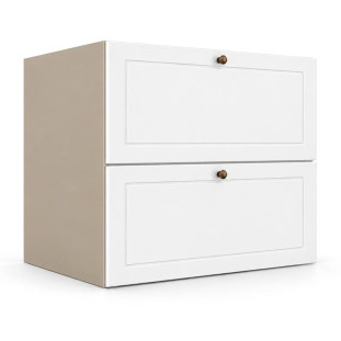 Módulo Balcão 80x68x56cm 2 Gavetas + 1 Gaveta Oculta 100% MDF Cozinha Provence Robel Fendi/Branco Matte