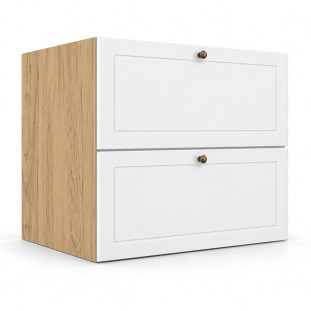 Módulo Balcão 80x68x56cm 2 Gavetas + 1 Gaveta Oculta 100% MDF Cozinha Provence Robel Hanover/Branco Matte