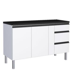 Balcão Para Cozinha de Aço 2 Portas 3 Gavetas e Porta Tempero Gaia 150cm Com Tampo Cozimax Branco 