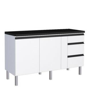 Balcão Para Cozinha de Aço 2 Portas 3 Gavetas e Porta Tempero Gaia 160cm Com Tampo Cozimax Branco 