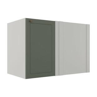 Módulo Balcao de Canto Reto 100cm Direito/Esquerdo 100% MDF Cozinha Provence Robel Branco/Salvia Matte