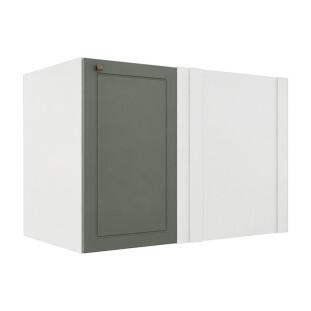 Módulo Balcão Canto Reto 100x68x56cm Direito/Esquerdo 100% MDF Cozinha Provence Robel Branco/Salvia Matte