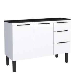 Balcão de Aço Com Tampo de Madeira 115x85x50cm Júpiter 120 Cozimax Branco/Preto