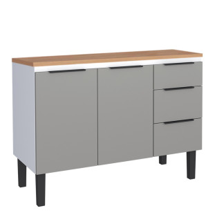 Balcão de Aço Com Tampo de Madeira 115x85x50cm Júpiter 120 Cozimax Cinza/Jequitiba