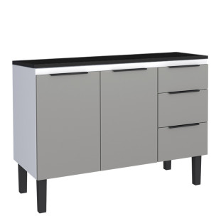 Balcão de Aço Com Tampo de Madeira 115x85x50cm Júpiter 120 Cozimax Cinza/Preto