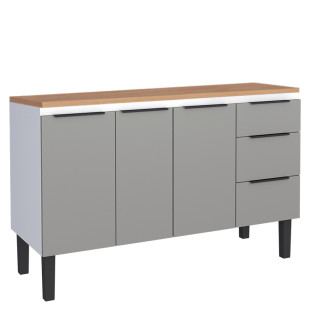 Balcão de Aço Com Tampo de Madeira 134x85x50cm Júpiter 140 Cozimax Cinza/Jequitiba