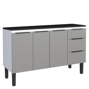 Balcão de Aço Com Tampo de Madeira 134x85x50cm Júpiter 140 Cozimax Cinza/Preto