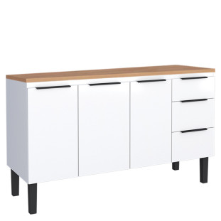 Balcão de Aço Com Tampo de Madeira 144x85x50cm Júpiter 150 Cozimax Branco/Jequitiba