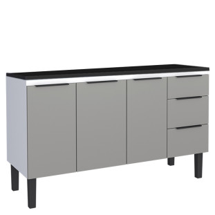 Balcão de Aço Com Tampo de Madeira 144x85x50cm Júpiter 150 Cozimax Cinza/Preto