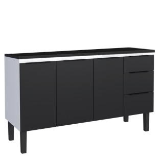 Balcão de Aço Com Tampo de Madeira 153x85x50cm Júpiter 160 Cozimax Preto/Preto