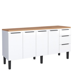 Balcão de Aço Com Tampo de Madeira 174x85x50cm Júpiter 180 Cozimax Branco/Jequitiba