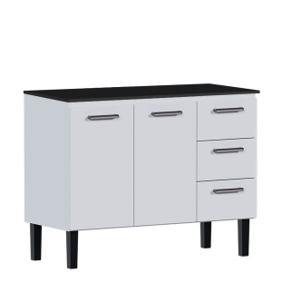 Balcão de Aço Com Tampo Madeira Preto 117x92x52cm Novo Vênus 120 Cozimax Branco