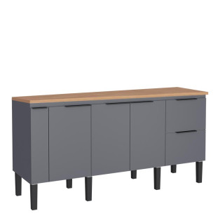 Balcão Buffet Cozinha com Tampo 194x85x51cm Cisne 200 Cozimax Cinza/Jequitiba