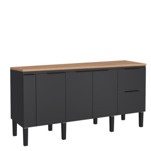Balcão Buffet Cozinha com Tampo 194x85x51cm Cisne 200 Cozimax Preto/Jequitiba