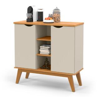 Balcão Pequeno Cantinho do Café 100cm 2 Portas Prism Patrimar Off White/Cinamomo
