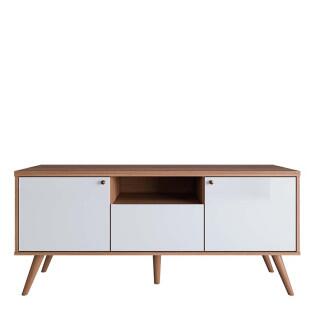 Rack Pequeno Retro 136cm Para TV 50 Polegadas River 1.36 Lukaliam Jequitiba/Off White