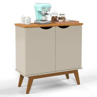 Buffet Aparador Pequeno 2 Portas 81cm Prism Patrimar Off White/Cinamomo