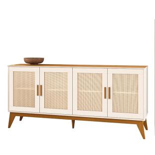 Buffet Sala Jantar Ratan 4 Portas 172cm Andorra EDN Off White/Cedro
