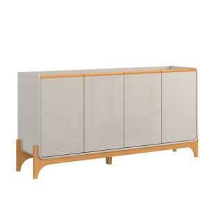 Buffet Balcão 166cm Sala Estar ou Jantar 4 Portas  Lion Lukaliam Off White/Freijo