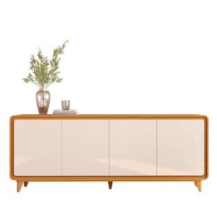 Buffet Sala Jantar 218cm 4 Portas Cantos Arredondado Liv 2.2 EDN Cedro/Off White