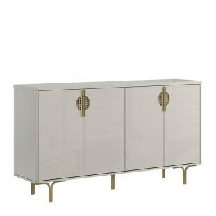 Buffet Balcão 160cm 4 Portas Pés Ferro Marsala Lukaliam Off White
