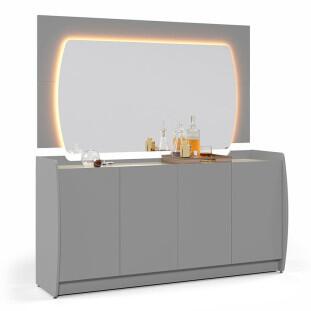 Buffet Com Espelho Sala Jantar Sublime 1.6 Gelius Cinza/Off White
