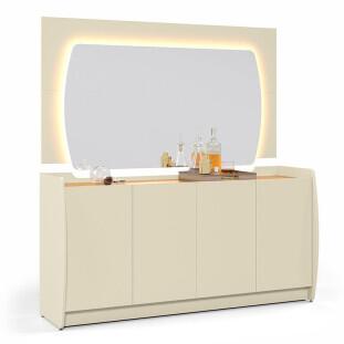 Buffet Com Espelho Sala Jantar Sublime 1.6 Gelius Off White/Naturale