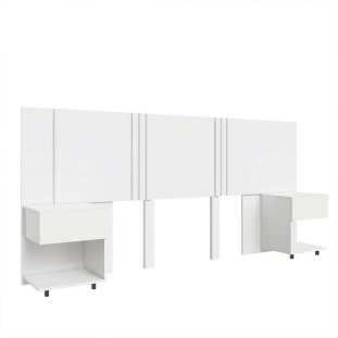 Cabeceira Extensiva Casal Queen King com Mesa Lateral Gaveta Flora Lukaliam Branco