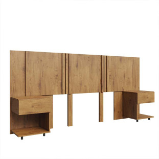 Cabeceira Extensiva Casal Queen King com Mesa Lateral Gaveta Flora Lukaliam Cinamomo