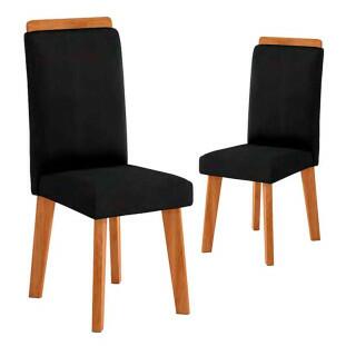 Conjunto 02 Cadeiras Sala de Jantar Pés Oblongo Diamante RV Móveis Preto