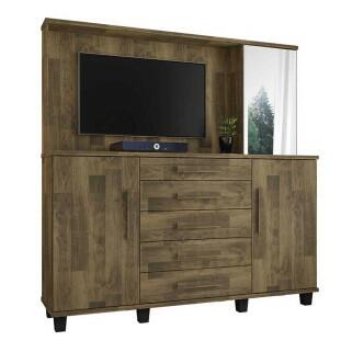 Cômoda com Painel Para TV 42 Polegadas Espelho 183cm Estrela RV Móveis Amadeirado