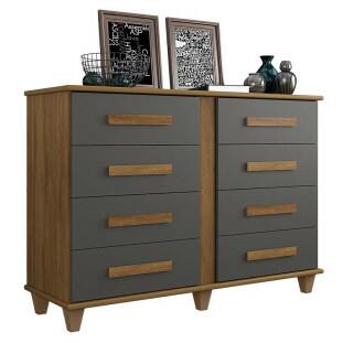 Cômoda Grande 8 Gavetas 136cm Georgia RV Móveis Cinamomo/Grafite