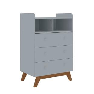 Cômoda Infantil Pequena 3 Gavetas Lua Pés Cadeira Gelius Branco
