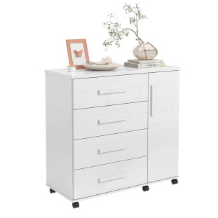 Cômoda Pequena Com Sapateira 4 Gavetas Mavi Lukaliam Branco