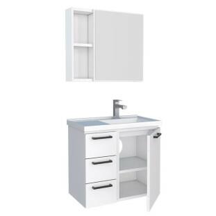 Conjunto Para Banheiro Aço Gabinete com Espelho Ameixa 60 Cozimax Branco
