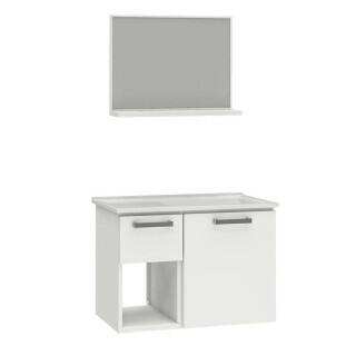 Conjunto Para Banheiro Aço Gabinete com Espelho Açai 60 Cozimax Branco