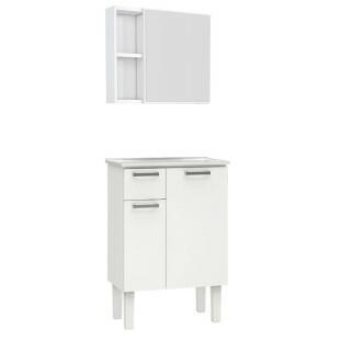 Conjunto Para Banheiro Aço Araça 60 Espelho Ameixa Cozimax Branco