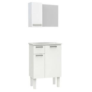Conjunto Para Banheiro Aço Araça 60 Espelho Romã Cozimax Branco