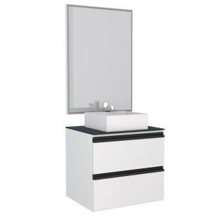 Conjunto Para Banheiro Aço Gaia 60 Com Espelho e Cuba Cubo Cozimax Branco