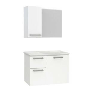 Conjunto Para Banheiro Aço Kiwi 60 Espelheira Romã Cozimax Branco